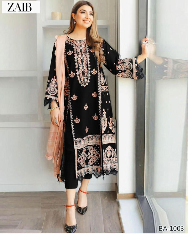 Dhanak EMB 3-Piece Suit with Bamber Embroidered Dupatta