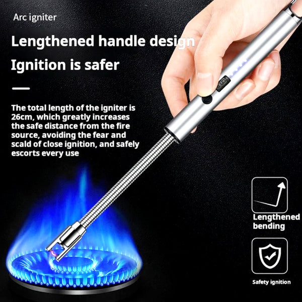 360° Flexible Neck USB Pulse Arc Lighter – Rechargeable Flameless Ignition for Candles, Kitchen Stoves & Outdoor BBQ
